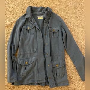 Cabelas Button Down Long Sleeve Jacket Women Size Small blue waist tie